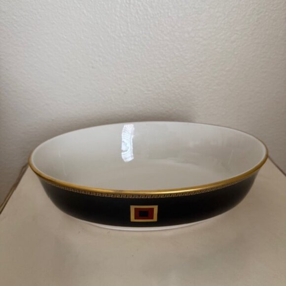 lenox colin cowie insignia greek key black gold serving bowl